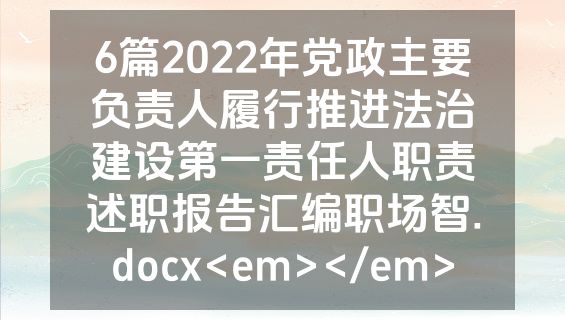 6篇2022年党政主要负责人履行推进法治建设第一责任人职责述职报告汇编职场智.docx<em></em>