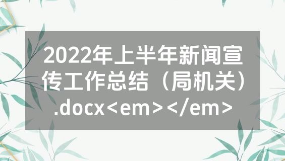 2022年上半年新闻宣传工作总结（局机关）.docx<em></em>