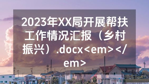 2023年XX局开展帮扶工作情况汇报（乡村振兴）.docx<em></em>