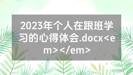 2023年个人在跟班学习的心得体会.docx<em></em>