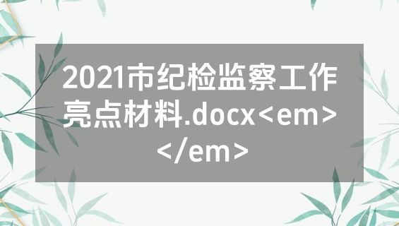 2021市纪检监察工作亮点材料.docx<em></em>
