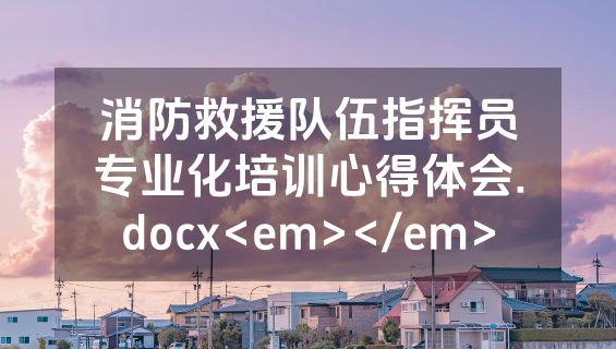 消防救援队伍指挥员专业化培训心得体会.docx<em></em>