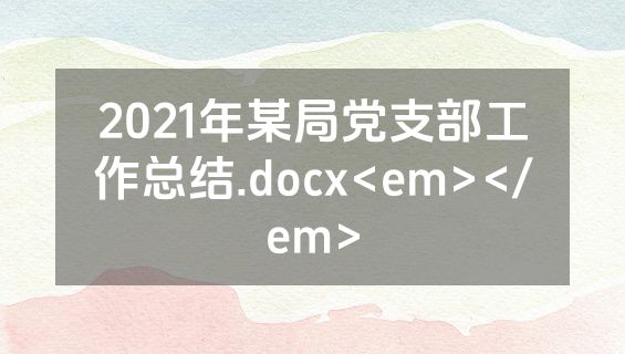2021年某局党支部工作总结.docx<em></em>