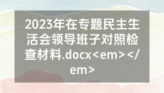 2023年在专题民主生活会领导班子对照检查材料.docx<em></em>