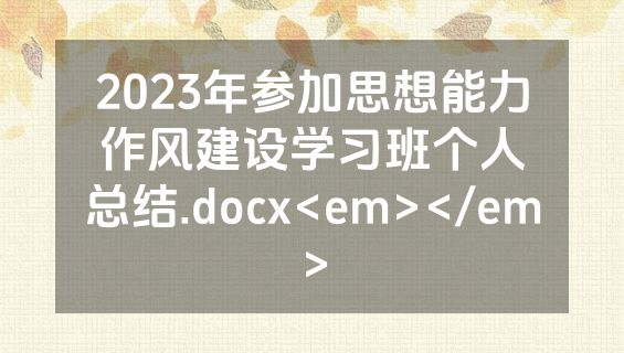 2023年参加思想能力作风建设学习班个人总结.docx<em></em>