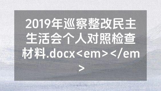 2019年巡察整改民主生活会个人对照检查材料.docx<em></em>