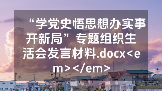 “学党史悟思想办实事开新局”专题组织生活会发言材料.docx<em></em>