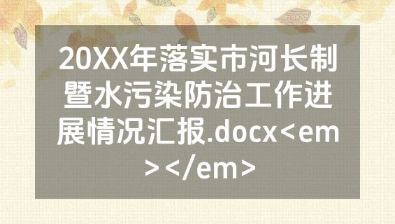 20XX年落实市河长制暨水污染防治工作进展情况汇报.docx<em></em>