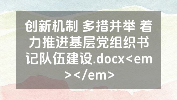 创新机制 多措并举 着力推进基层党组织书记队伍建设.docx<em></em>