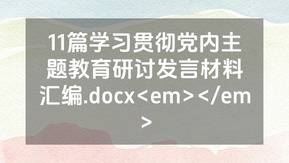 11篇学习贯彻党内主题教育研讨发言材料汇编.docx<em></em>