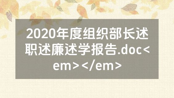 2020年度组织部长述职述廉述学报告.doc<em></em>