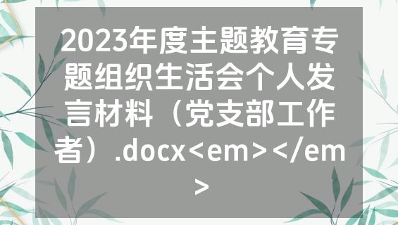 2023年度主题教育专题组织生活会个人发言材料（党支部工作者）.docx<em></em>