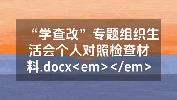 “学查改”专题组织生活会个人对照检查材料.docx<em></em>