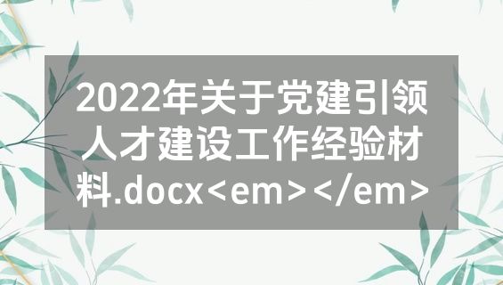 2022年关于党建引领人才建设工作经验材料.docx<em></em>