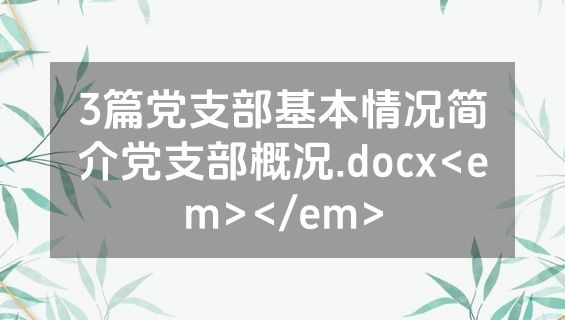 3篇党支部基本情况简介党支部概况.docx<em></em>