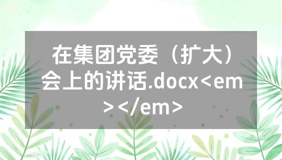 在集团党委（扩大）会上的讲话.docx<em></em>