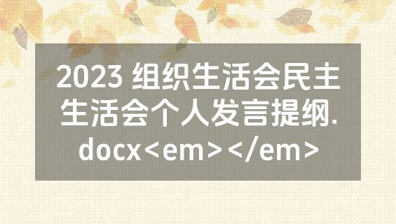 2023 组织生活会民主生活会个人发言提纲.docx<em></em>
