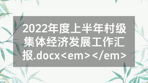 2022年度上半年村级集体经济发展工作汇报.docx<em></em>