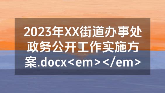 2023年XX街道办事处政务公开工作实施方案.docx<em></em>