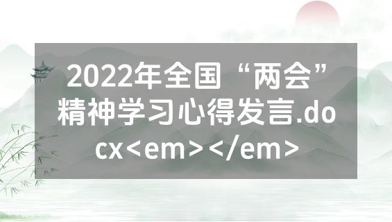 2022年全国“两会”精神学习心得发言.docx<em></em>