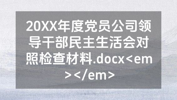 20XX年度党员公司领导干部民主生活会对照检查材料.docx<em></em>
