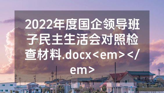 2022年度国企领导班子民主生活会对照检查材料.docx<em></em>