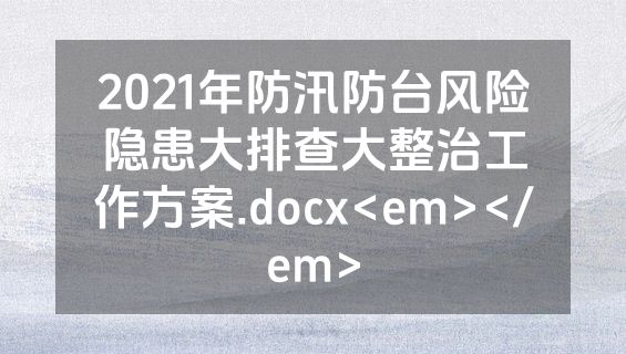 2021年防汛防台风险隐患大排查大整治工作方案.docx<em></em>