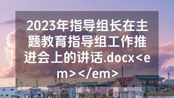 2023年指导组长在主题教育指导组工作推进会上的讲话.docx<em></em>