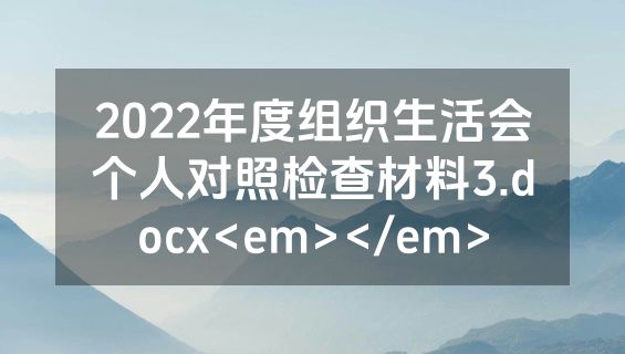 2022年度组织生活会个人对照检查材料3.docx<em></em>