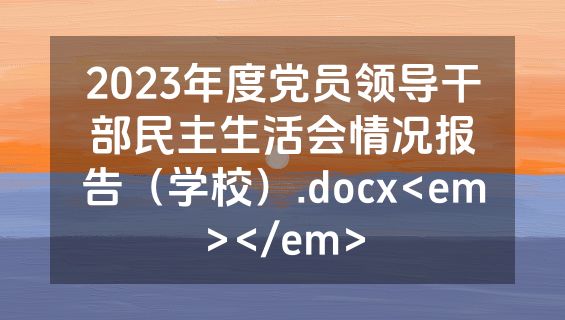 2023年度党员领导干部民主生活会情况报告（学校）.docx<em></em>