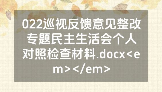 022巡视反馈意见整改专题民主生活会个人对照检查材料.docx<em></em>