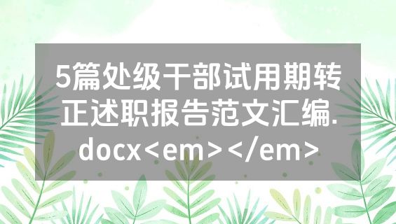 5篇处级干部试用期转正述职报告范文汇编.docx<em></em>