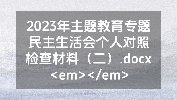 2023年主题教育专题民主生活会个人对照检查材料（二）.docx<em></em>