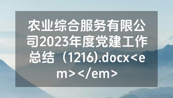 农业综合服务有限公司2023年度党建工作总结（1216).docx<em></em>