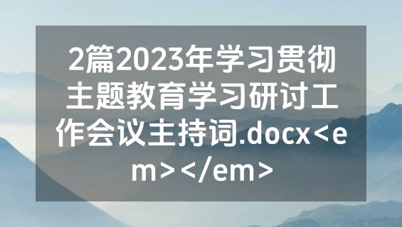 2篇2023年学习贯彻主题教育学习研讨工作会议主持词.docx<em></em>
