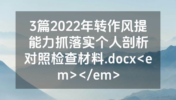 3篇2022年转作风提能力抓落实个人剖析对照检查材料.docx<em></em>