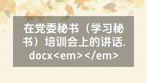 在党委秘书（学习秘书）培训会上的讲话.docx<em></em>