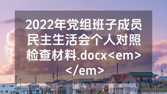 2022年党组班子成员民主生活会个人对照检查材料.docx<em></em>