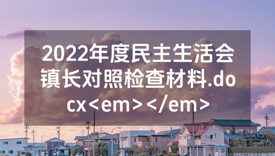2022年度民主生活会镇长对照检查材料.docx<em></em>