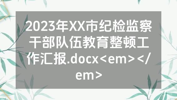 2023年XX市纪检监察干部队伍教育整顿工作汇报.docx<em></em>
