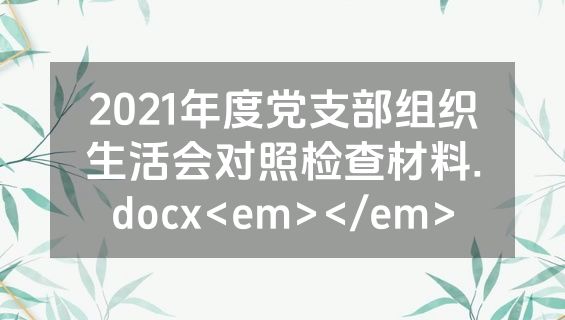 2021年度党支部组织生活会对照检查材料.docx<em></em>
