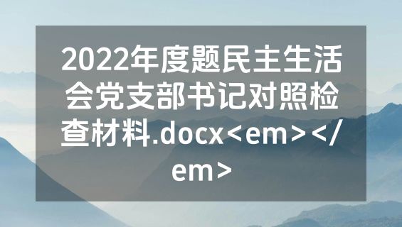 2022年度题民主生活会党支部书记对照检查材料.docx<em></em>