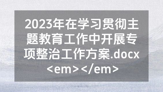 2023年在学习贯彻主题教育工作中开展专项整治工作方案.docx<em></em>