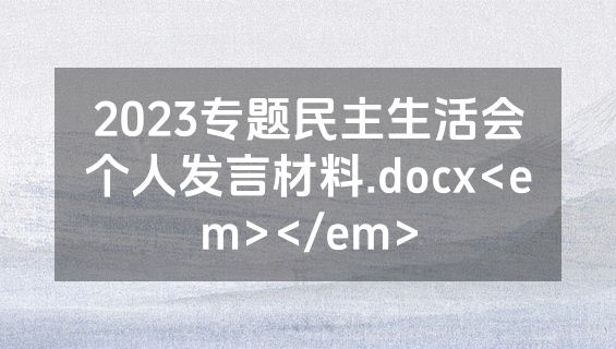 2023专题民主生活会个人发言材料.docx<em></em>
