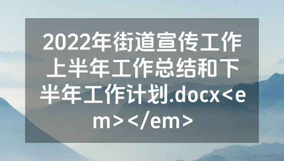 2022年街道宣传工作上半年工作总结和下半年工作计划.docx<em></em>