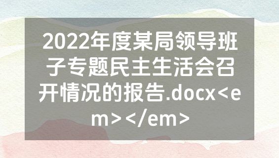 2022年度某局领导班子专题民主生活会召开情况的报告.docx<em></em>