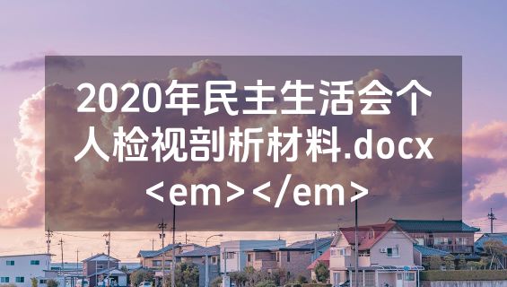 2020年民主生活会个人检视剖析材料.docx<em></em>