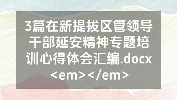 3篇在新提拔区管领导干部延安精神专题培训心得体会汇编.docx<em></em>