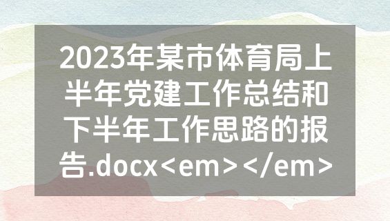 2023年某市体育局上半年党建工作总结和下半年工作思路的报告.docx<em></em>