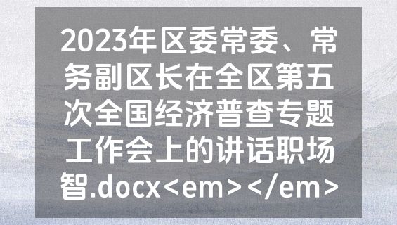 2023年区委常委、常务副区长在全区第五次全国经济普查专题工作会上的讲话职场智.docx<em></em>